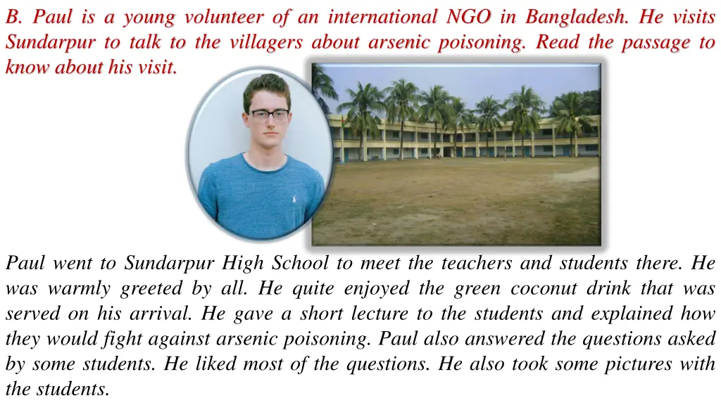 b paul is a young volunteer of an international