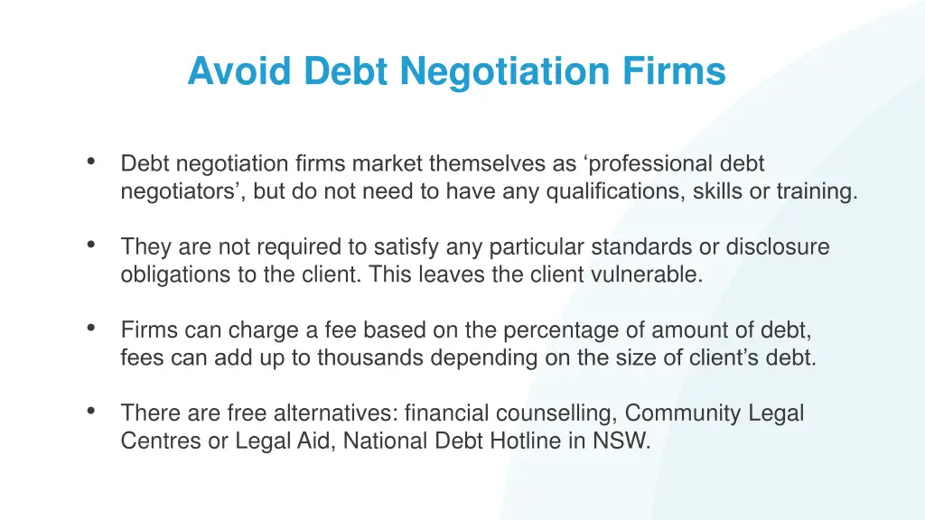 avoid debt negotiation firms