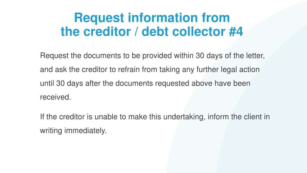 request information from the creditor debt 3