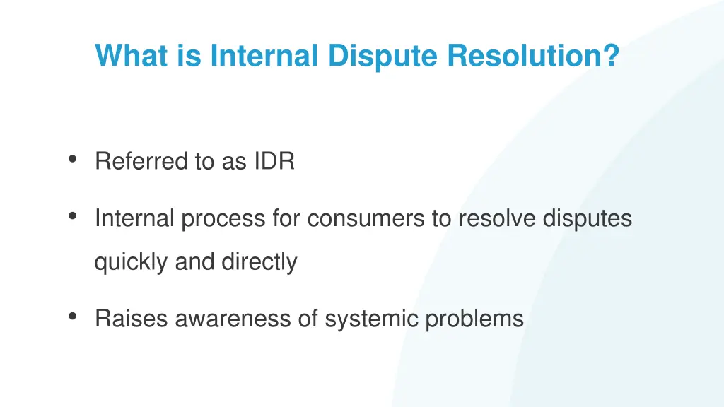 what is internal dispute resolution