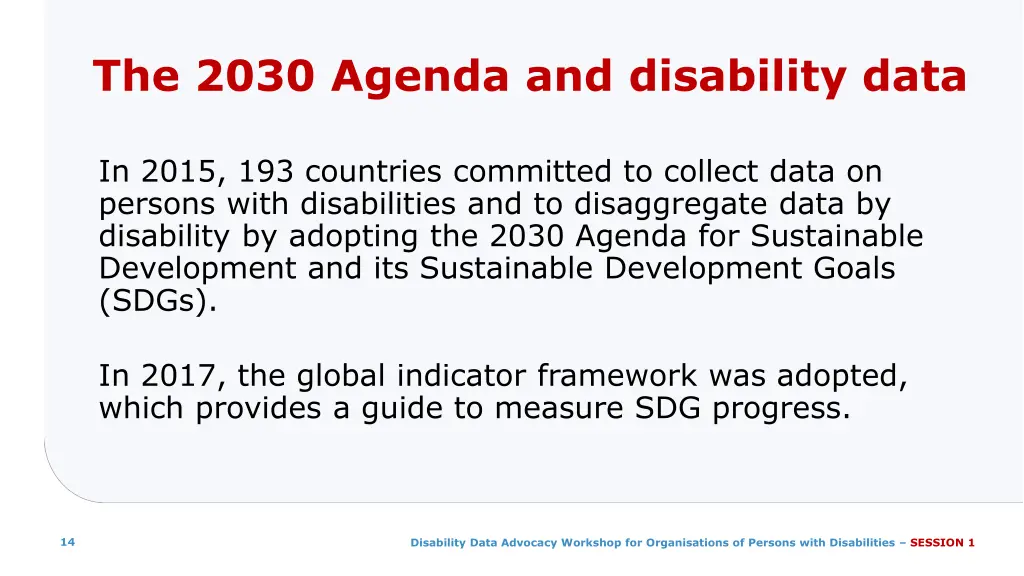 the 2030 agenda and disability data