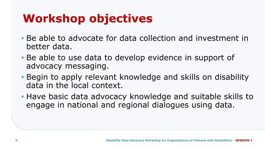 workshop objectives