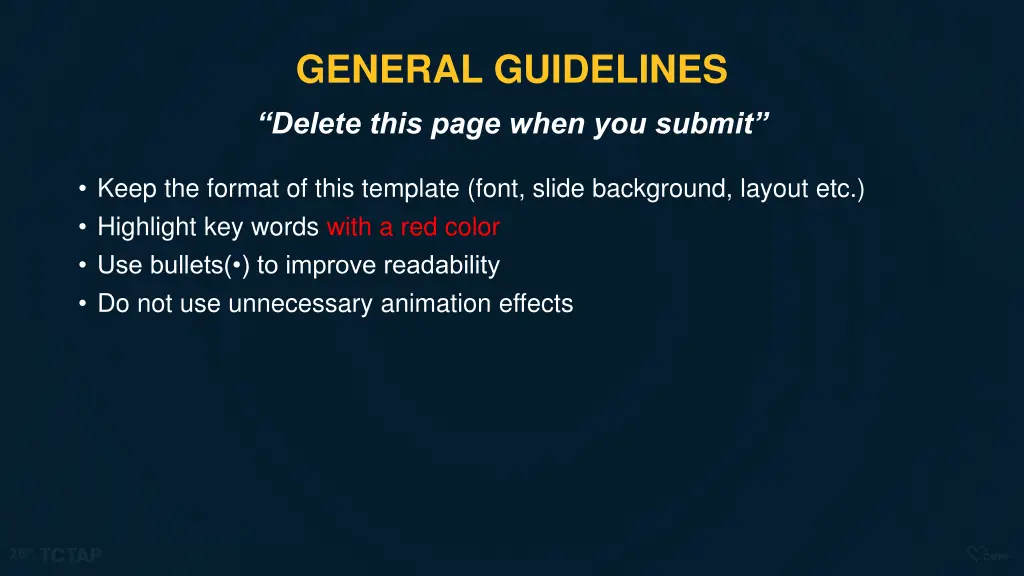 general guidelines delete this page when