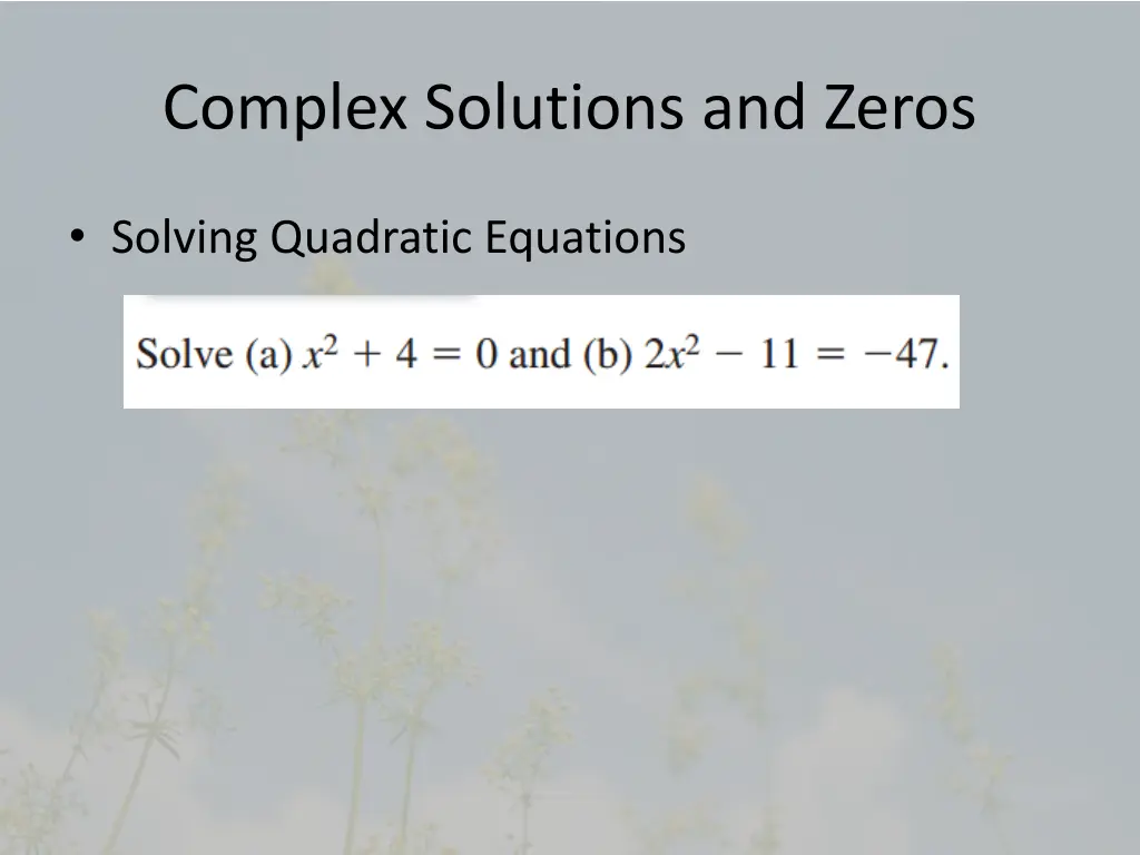 complex solutions and zeros