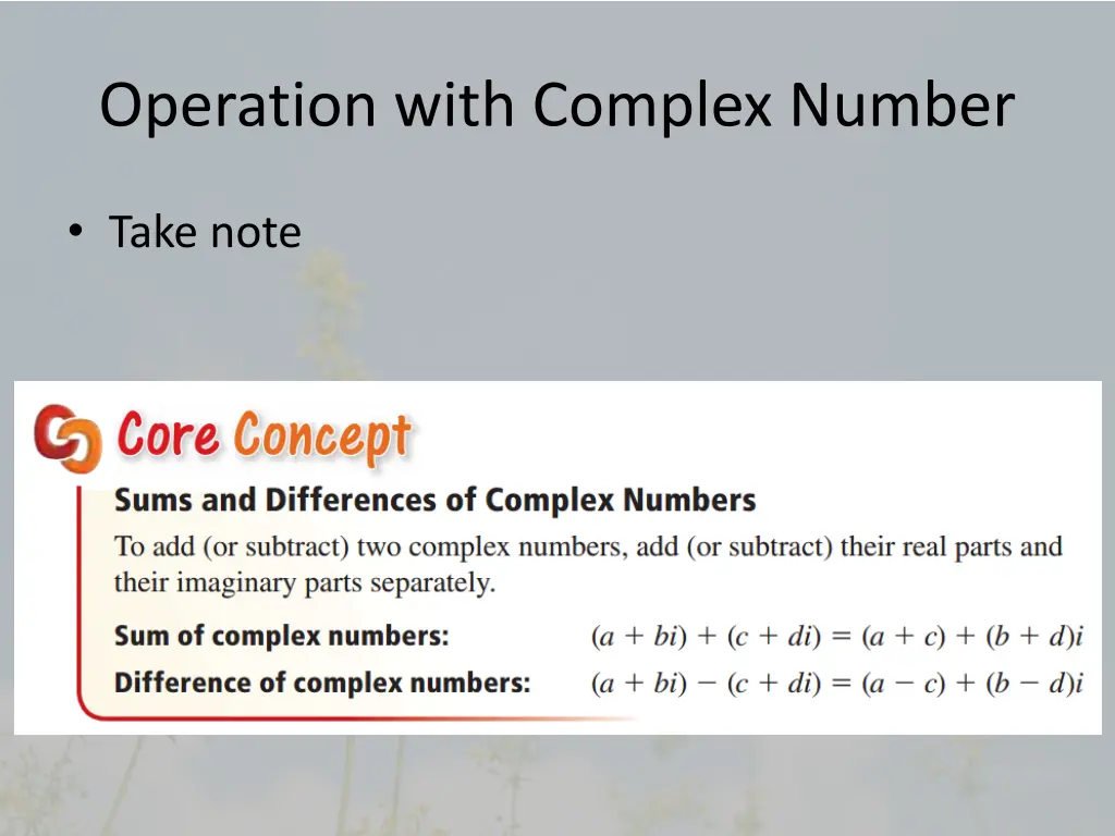 operation with complex number