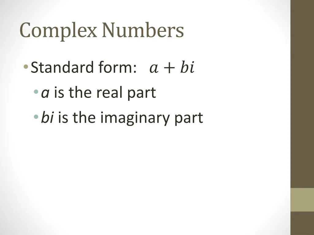 complex numbers