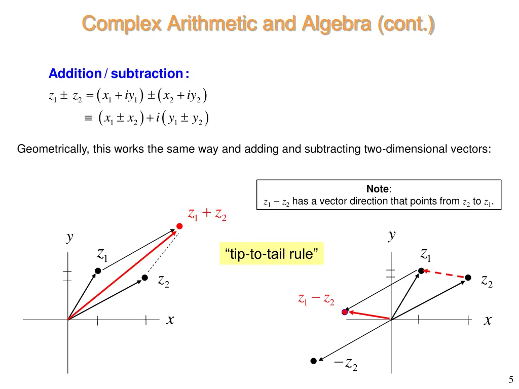 complex arithmetic and algebra cont