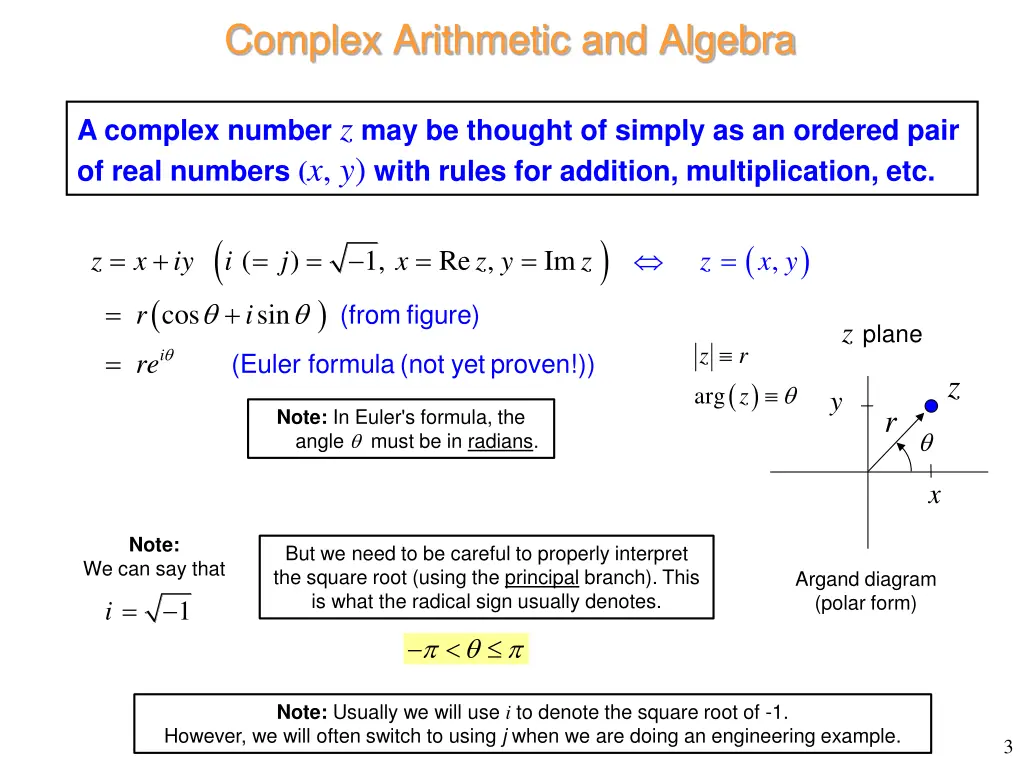 complex arithmetic and algebra