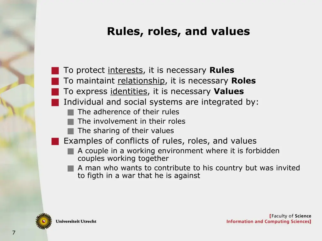 rules roles and values