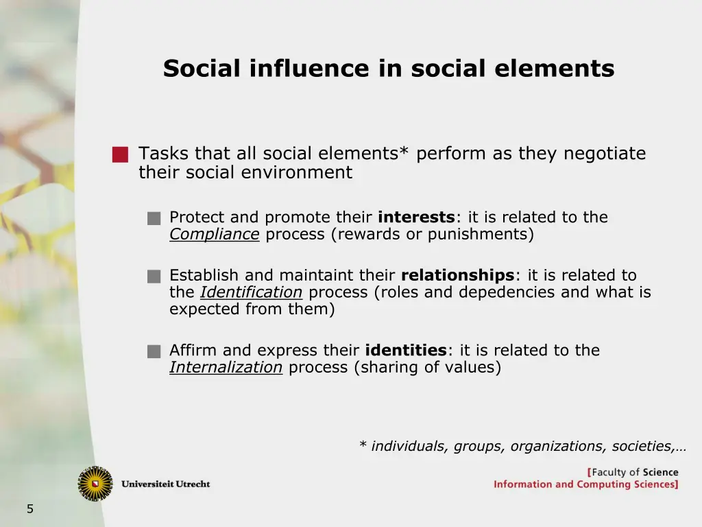 social influence in social elements