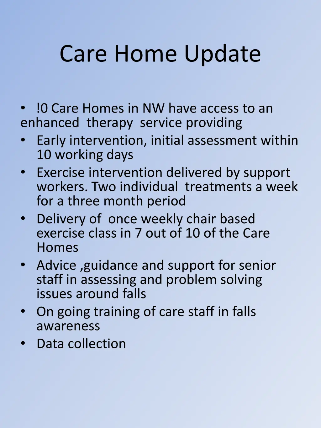 care home update