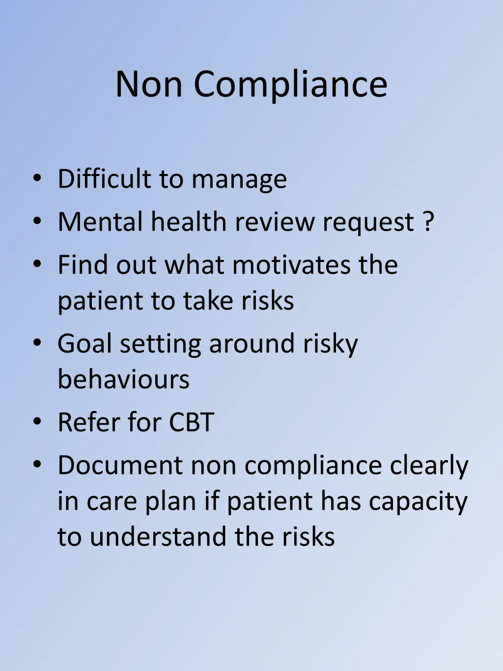 non compliance