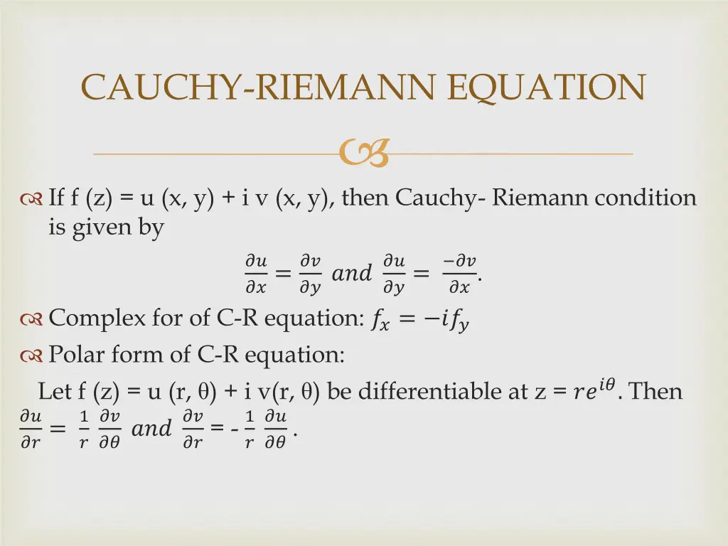 cauchy riemann equation