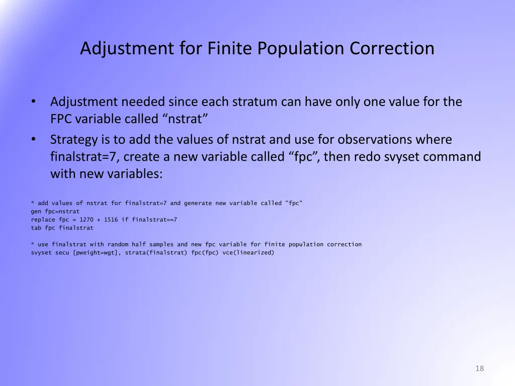 adjustment for finite population correction