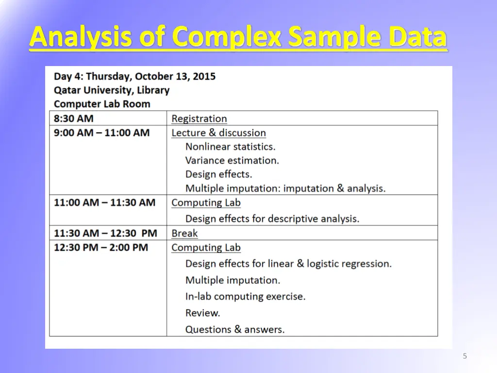 analysis of complex sample data 3