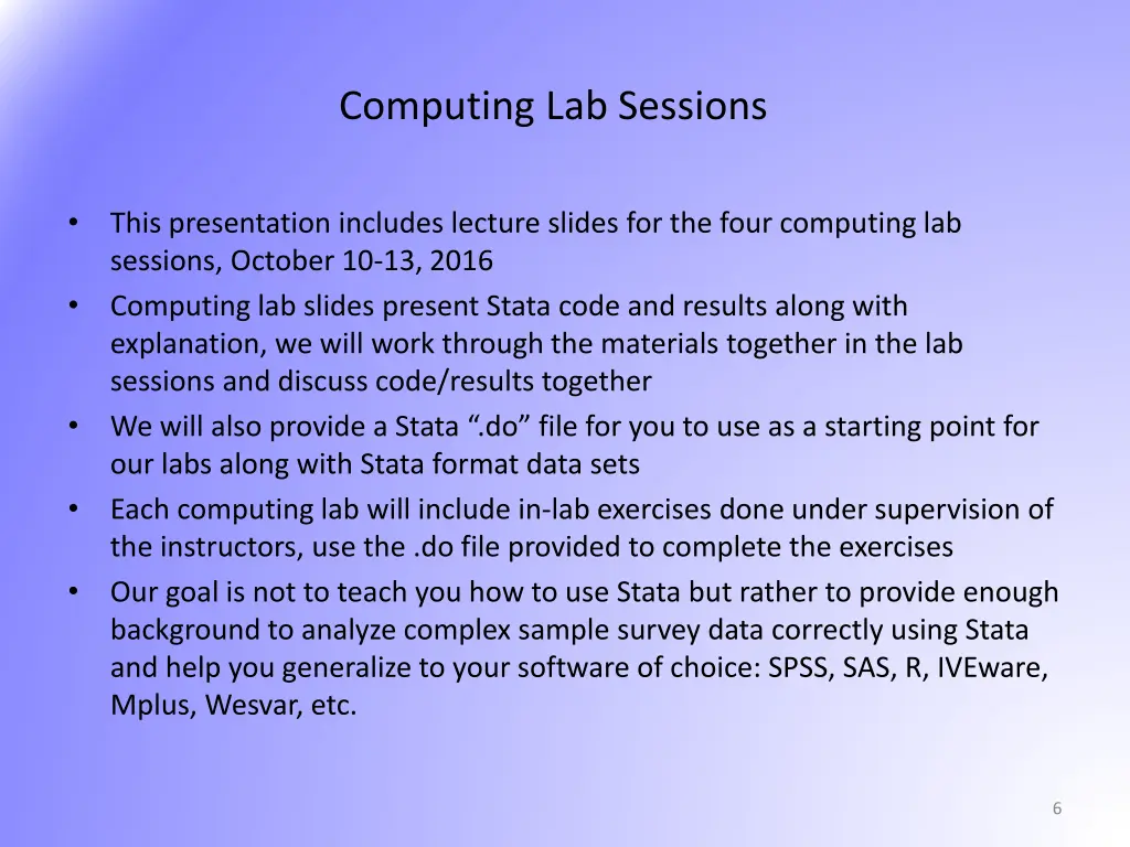 computing lab sessions