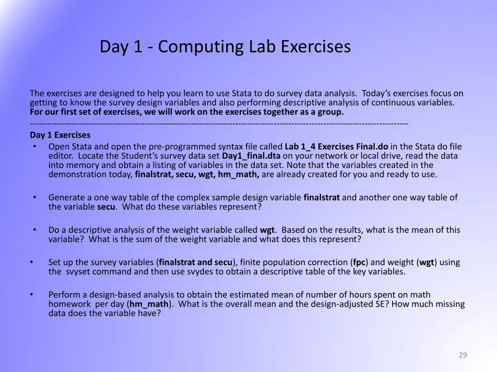 day 1 computing lab exercises