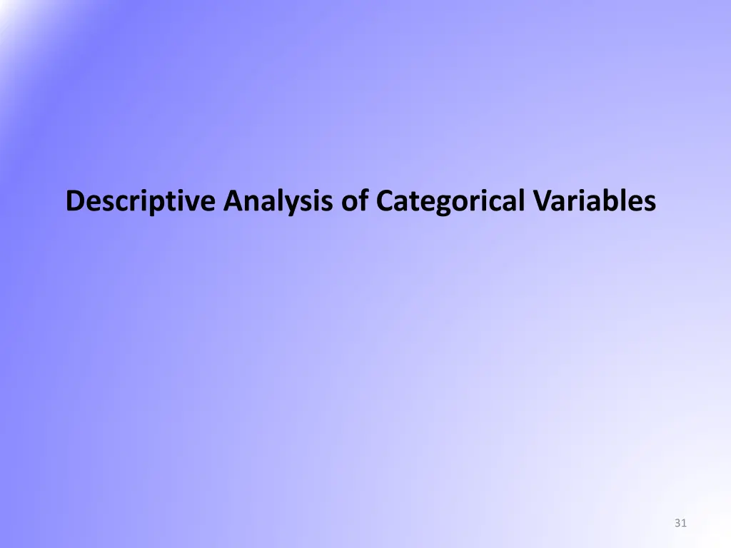 descriptive analysis of categorical variables