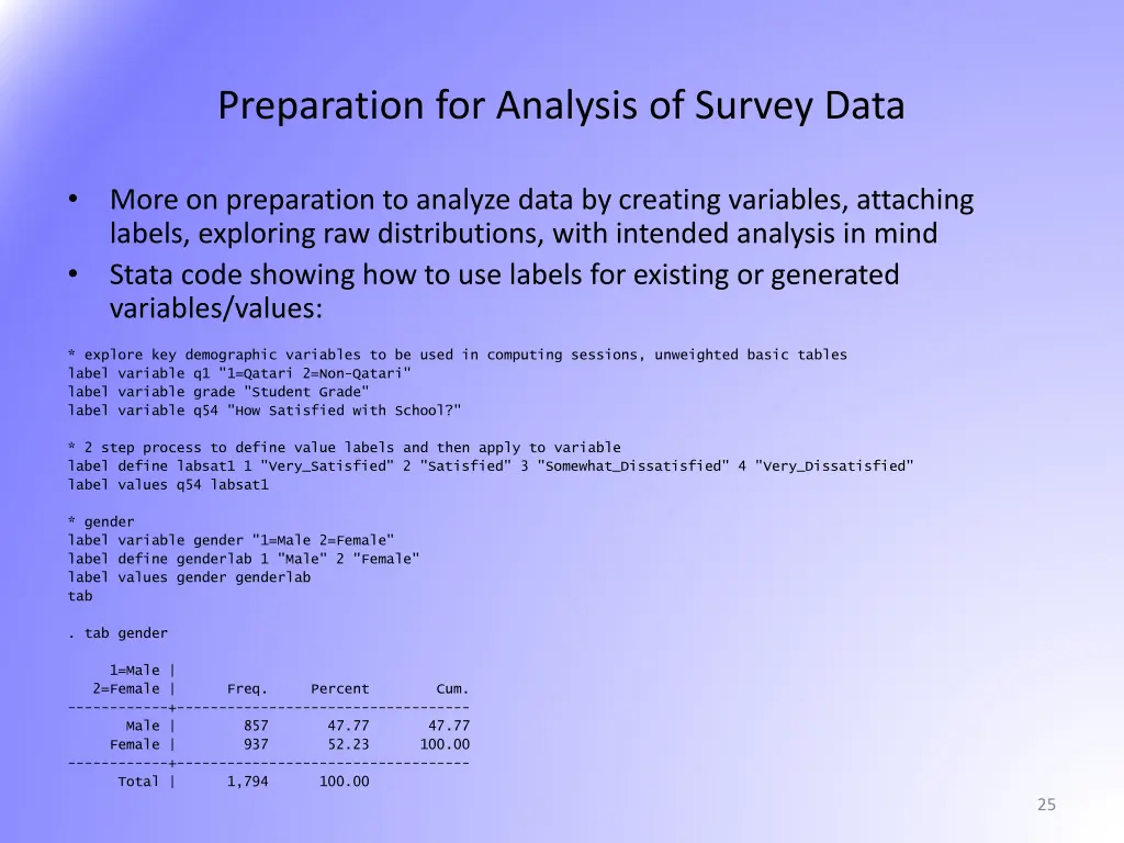 preparation for analysis of survey data