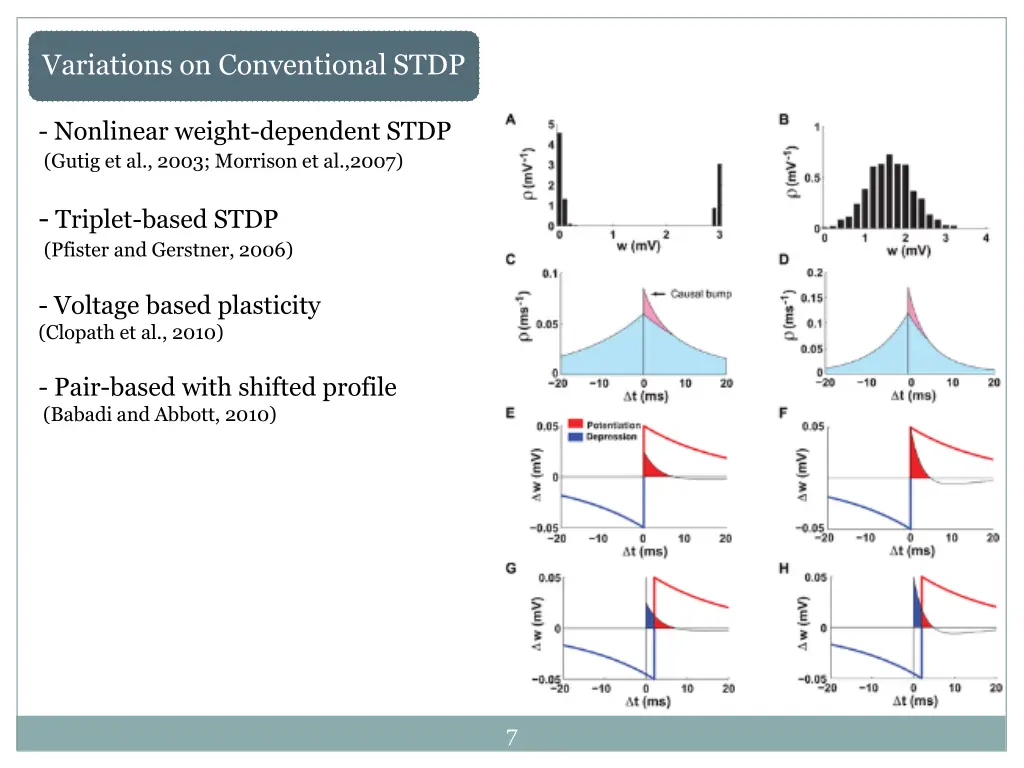 variations on conventional stdp