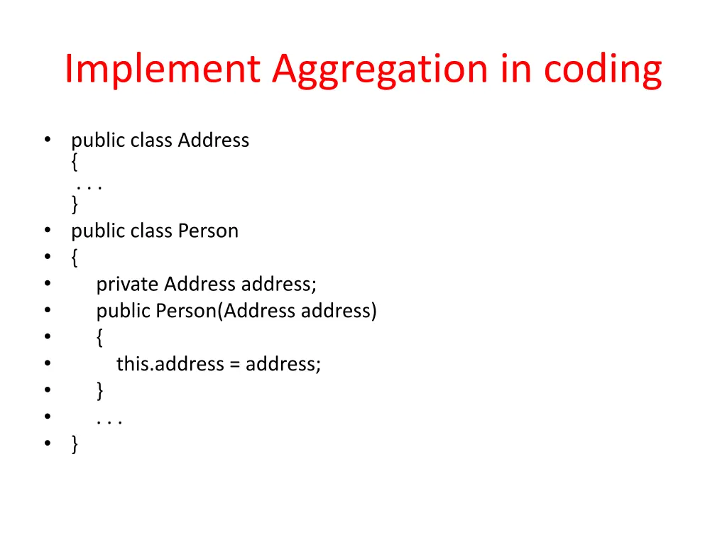 implement aggregation in coding