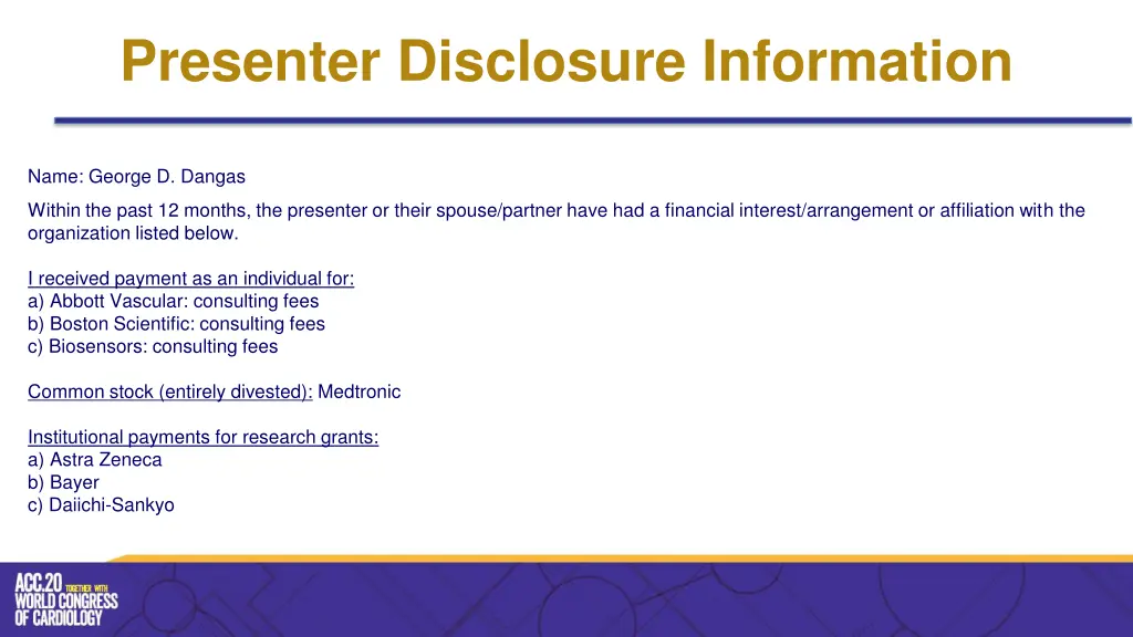 presenter disclosure information