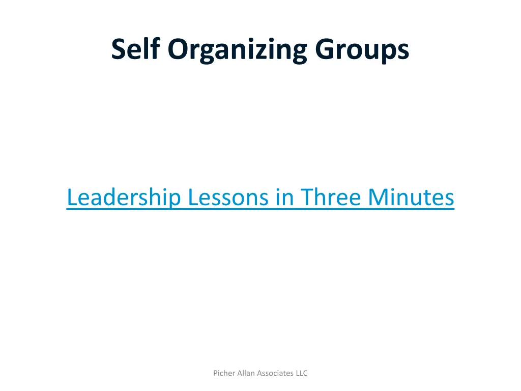 self organizing groups