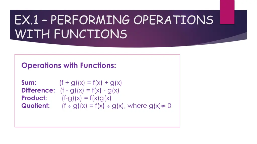 ex 1 performing operations with functions