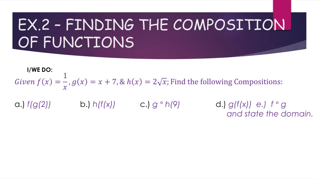 ex 2 finding the composition of functions 1