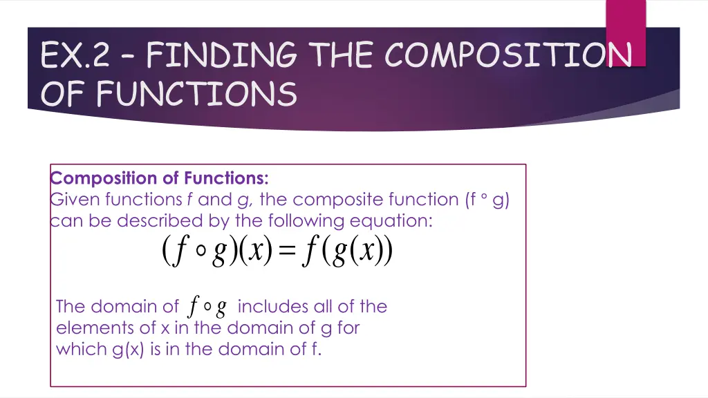 ex 2 finding the composition of functions