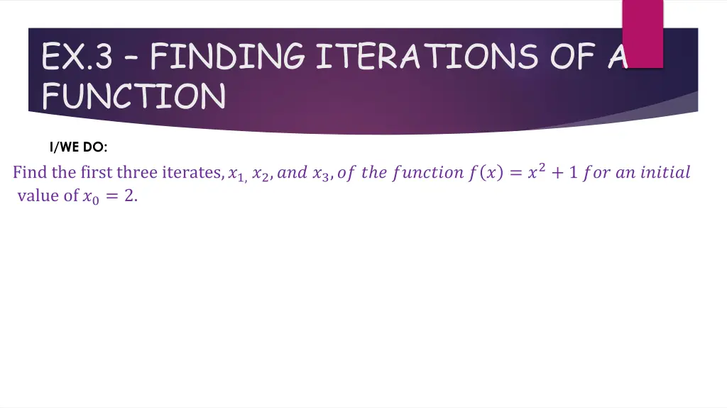 ex 3 finding iterations of a function