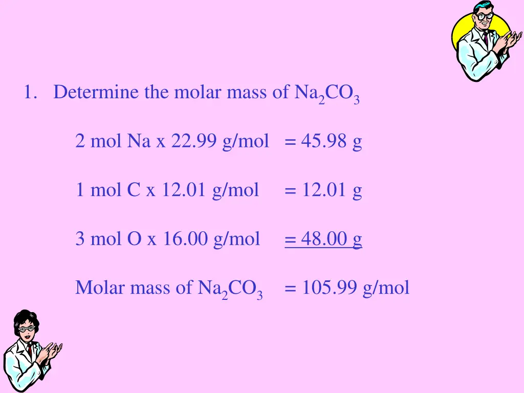 1 determine the molar mass of na 2 co 3