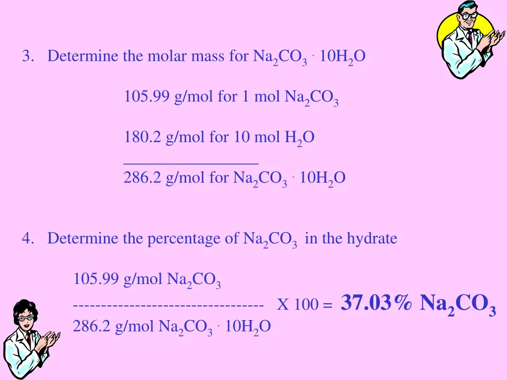 3 determine the molar mass for na 2 co 3