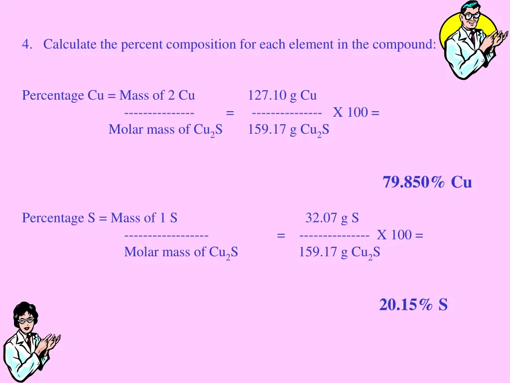 4 calculate the percent composition for each