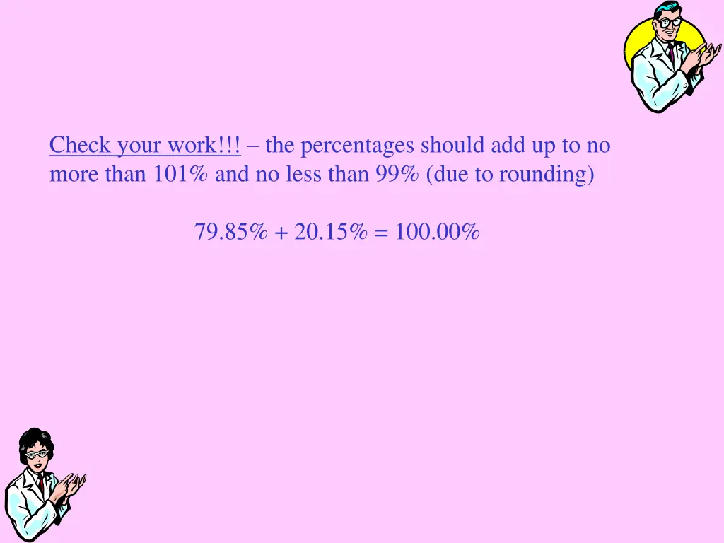 check your work the percentages should