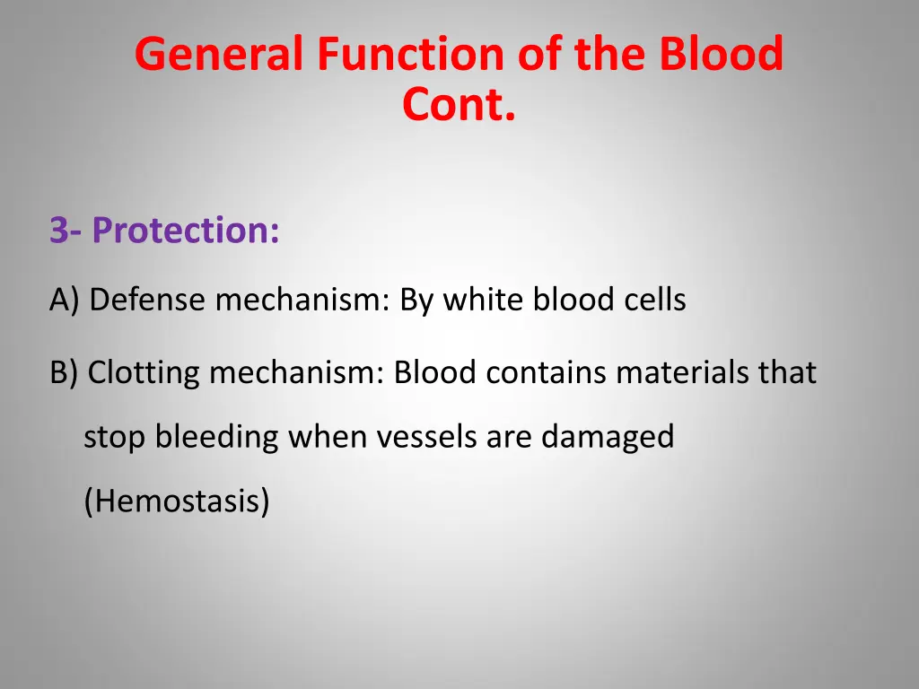 general function of the blood cont 1