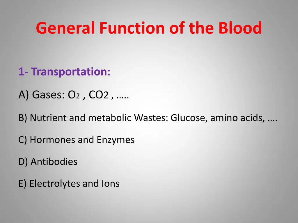 general function of the blood