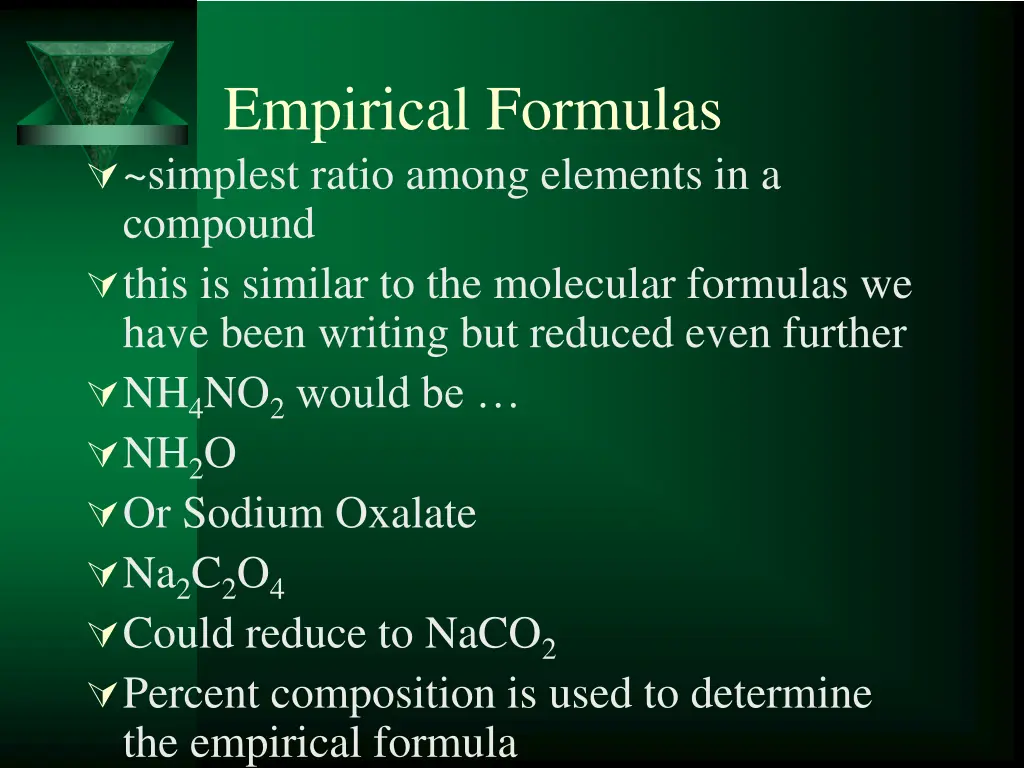 empirical formulas simplest ratio among elements