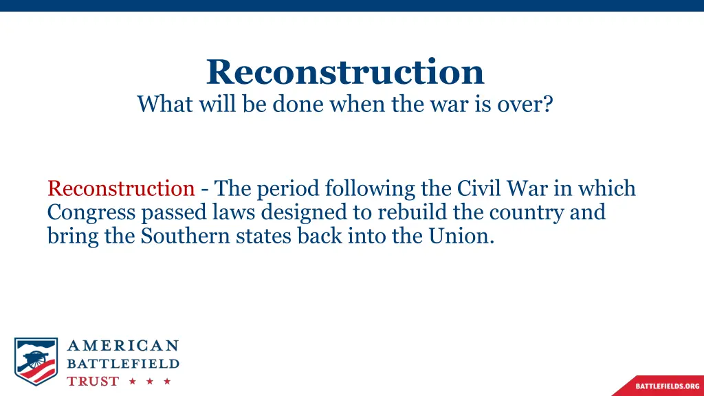 reconstruction what will be done when