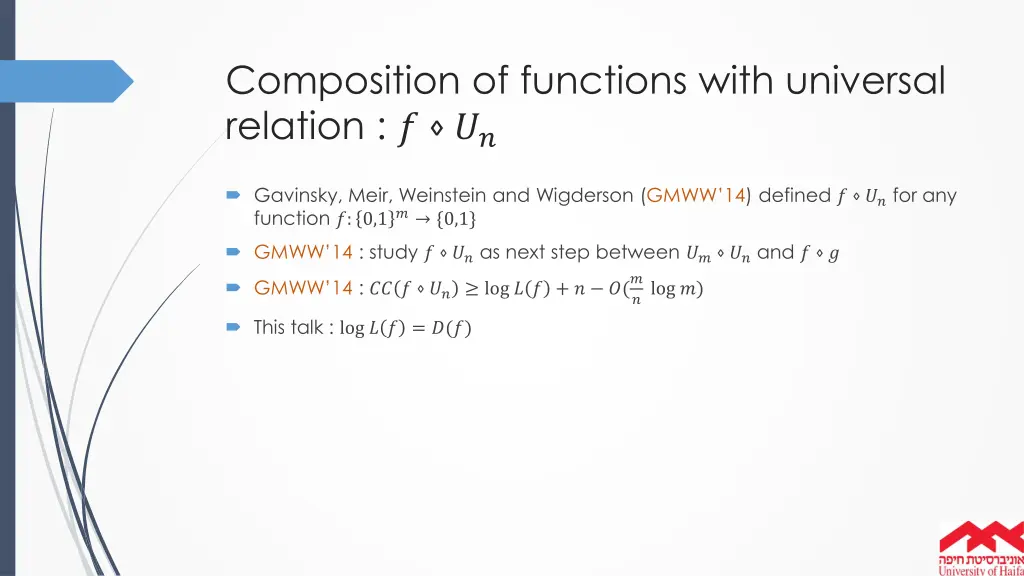 composition of functions with universal relation