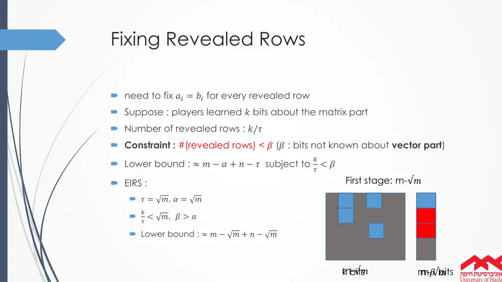 fixing revealed rows