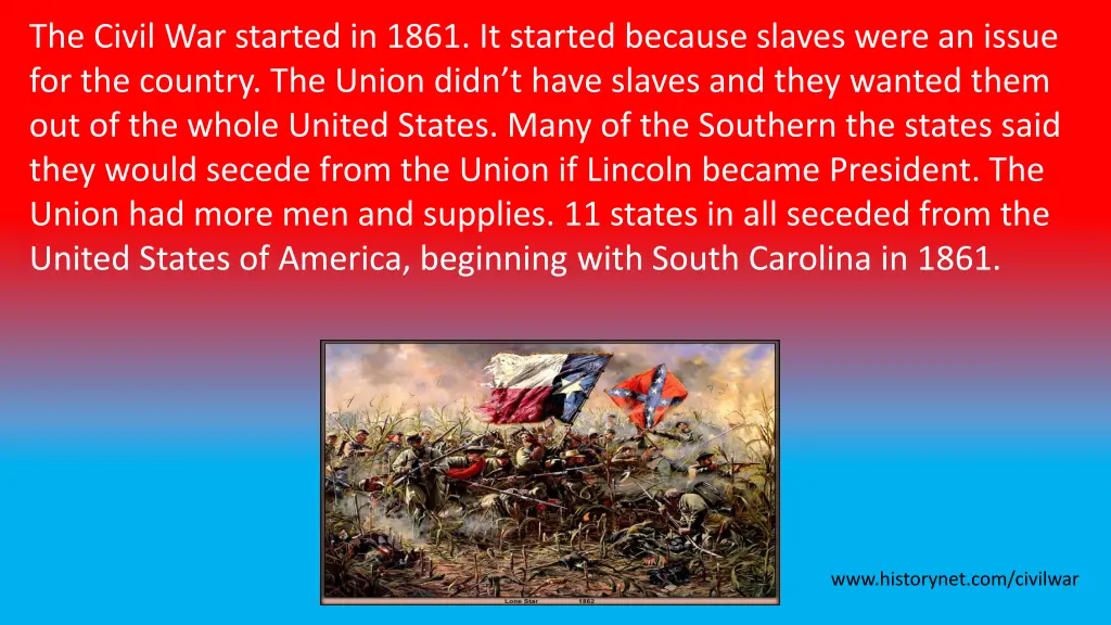 the civil war started in 1861 it started because