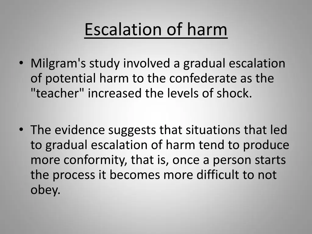 escalation of harm