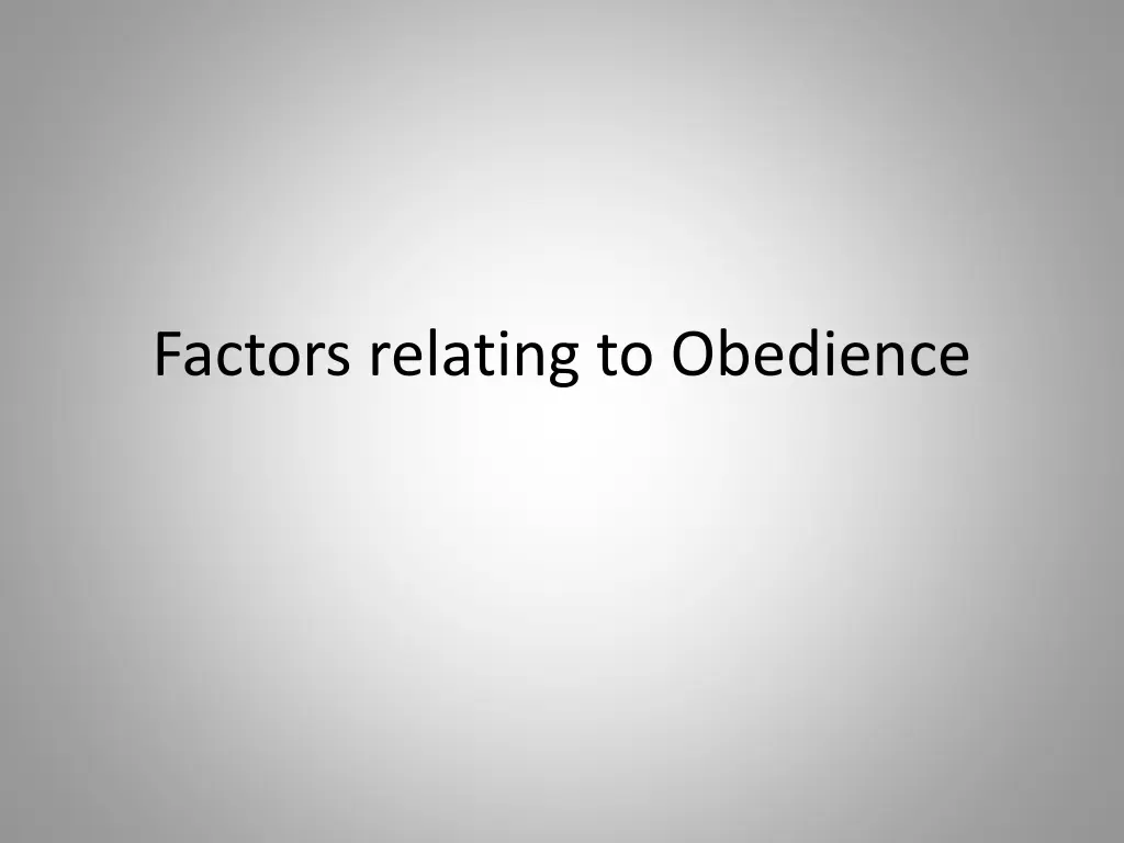 factors relating to obedience