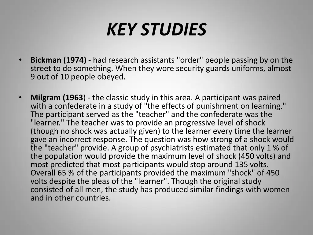 key studies