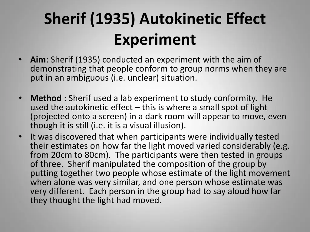 sherif 1935 autokinetic effect experiment