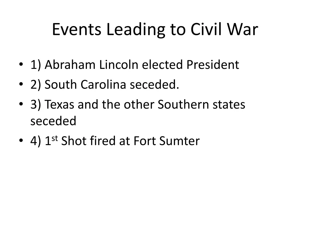 events leading to civil war