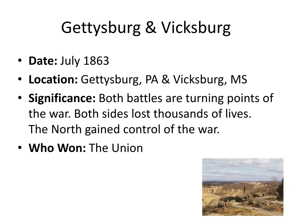 gettysburg vicksburg