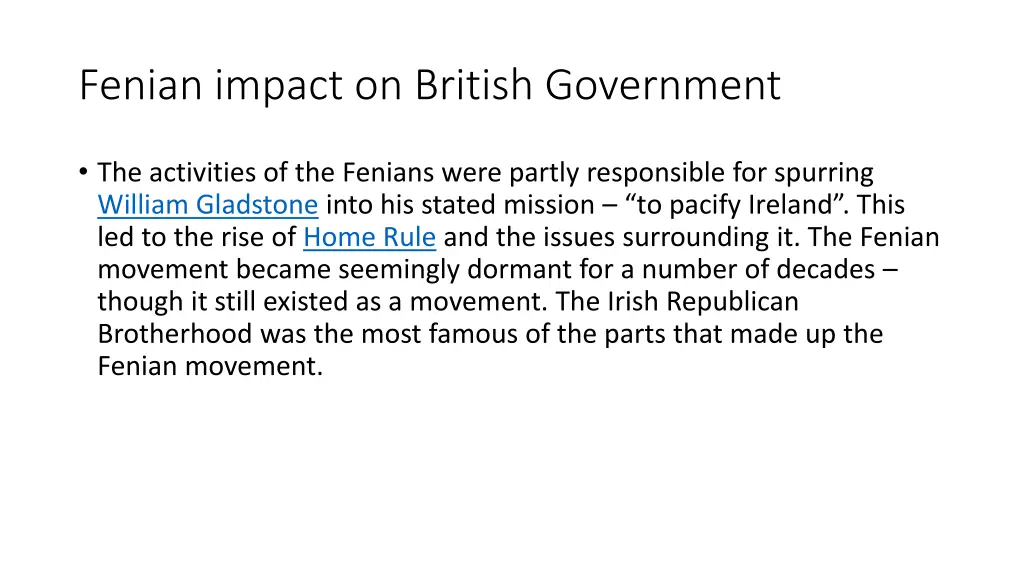 fenian impact on british government