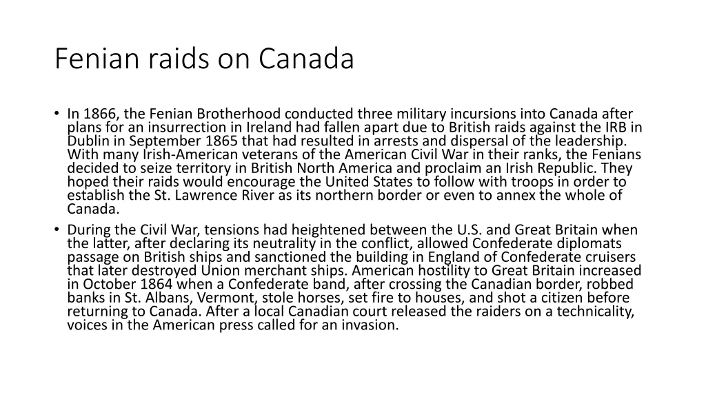 fenian raids on canada